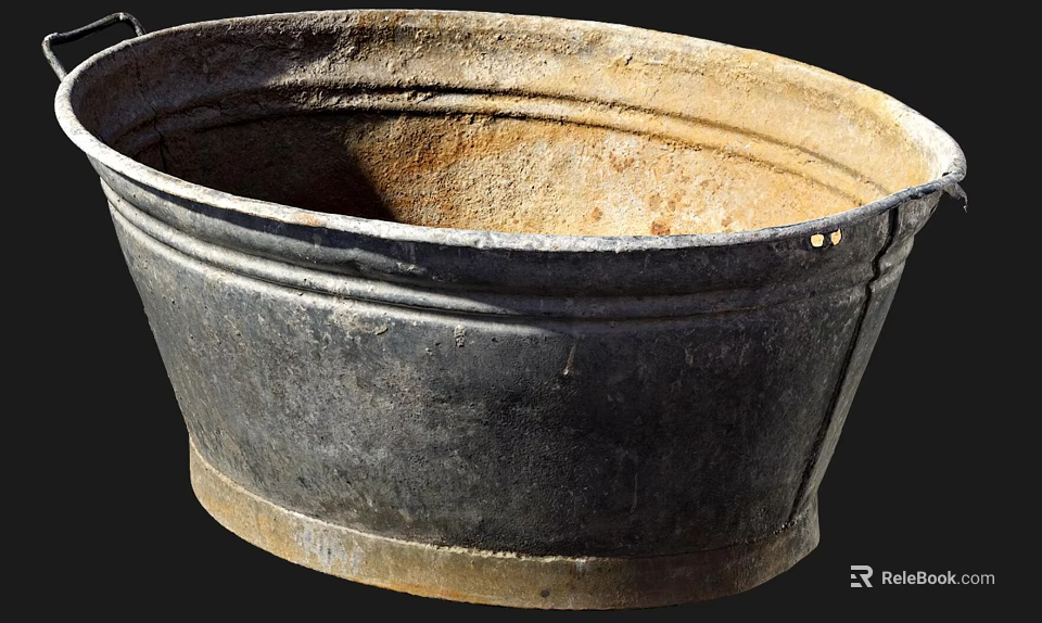 Industrial Metal Bucket With Rustic Design Vintage Style Heavy Duty Construction 3d model 