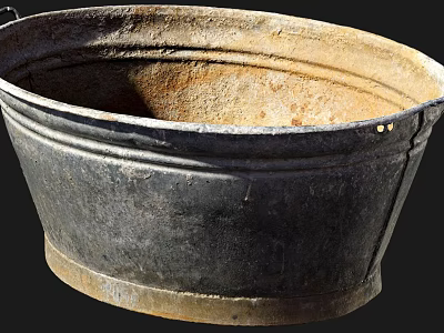 Industrial Metal Bucket With Rustic Design Vintage Style Heavy Duty Construction 3d model