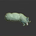 Green Sheep Statue With Blue Curved Horns White Face On Dark Reflective Surface