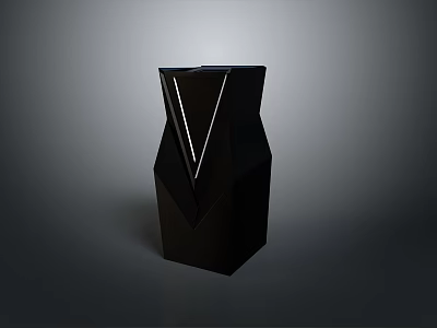 Modern Black Computer Case With Geometric Angular Design And Sleek Exterior 3d model