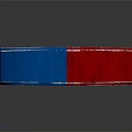 Decorative Ornament Set With Red And Blue Horseshoe Magnets On Shiny Reflective Surface