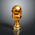 Golden Football Trophy With Soccer Ball Top And FIFA World Cup Base