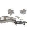 Modern multi-person sofa coffee table leisure sofa chair combination 3d model