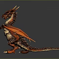 Mythical Dragon Game Film Character With Orange Red Scales Horned Head Sharp Claws And Winged Body
