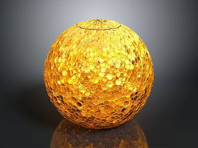 Golden Shiny Spherical Textured Household Decorative Item With Honeycomb Pattern 3d model