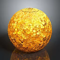Golden Shiny Spherical Textured Household Decorative Item With Honeycomb Pattern