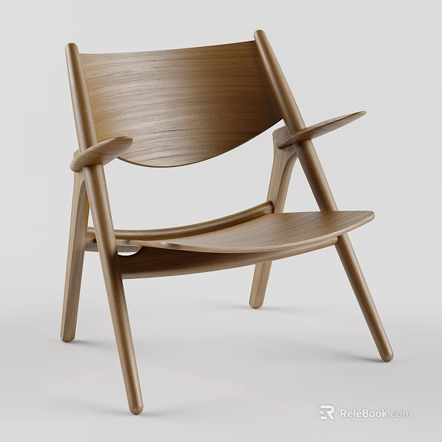Wooden Single Chair Modern Minimalist Design With Sleek Armrests And Smooth Lines For Contemporary Living 3d model 