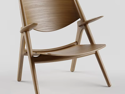 Wooden Single Chair Modern Minimalist Design With Sleek Armrests And Smooth Lines For Contemporary Living 3d model