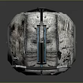 Futuristic Mechanical Sphere Device With Metal Frame Blue Glowing Core And Mechanical Details