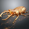 Golden Beetle Shaped Decorative Ornament With Intricate Details And Shiny Finish