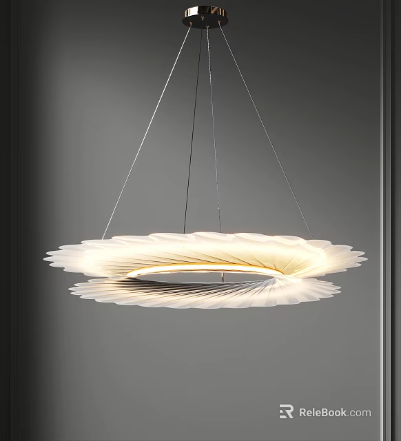 Modern Layered Petal Structure Chandelier With Soft White Lighting Design 3d model 