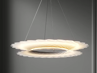 Modern Layered Petal Structure Chandelier With Soft White Lighting Design 3d model