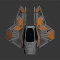 Futuristic Silver And Orange Spacecraft With Streamlined Design For Interstellar Travel