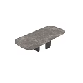 Modern Dining Table With Marble Top And Black Geometric Base Design