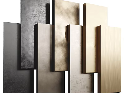 Stylish Decorative Wall Panels With Various Metallic Textures And Neutral Tones For Modern Interior Design 3d model
