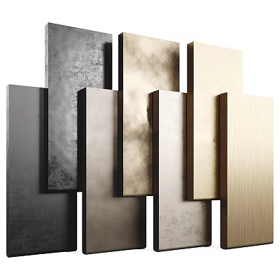 Stylish Decorative Wall Panels With Various Metallic Textures And Neutral Tones For Modern Interior Design 3d model