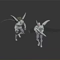 Silver Winged 3D Character Models With Armors And Swords 3d model