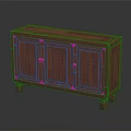 Traditional Style Mahogany Cabinet With Three Doors Brass Handles And Four Legs