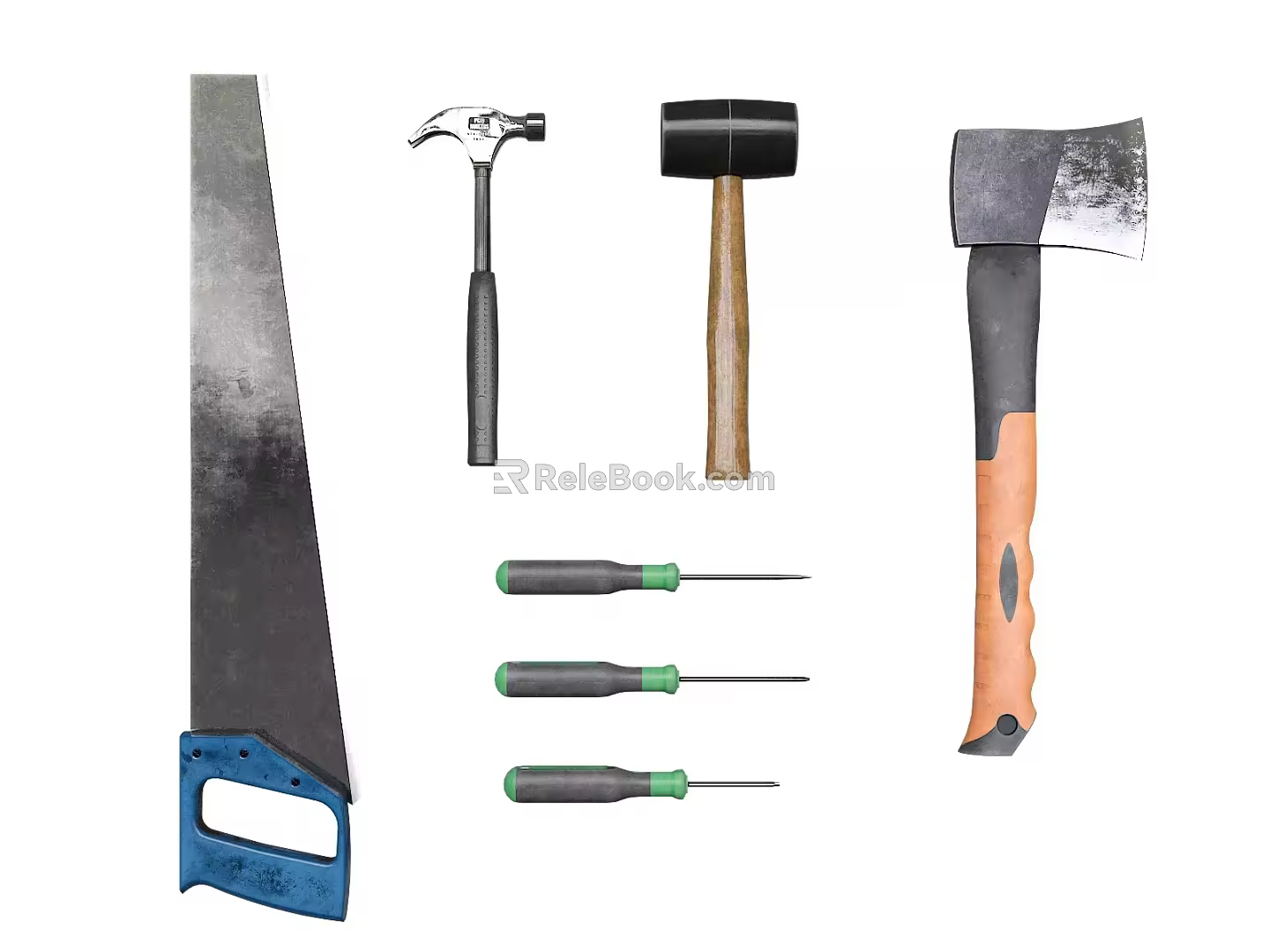 Hardware Tools Saw Axe Hammer 3d model
