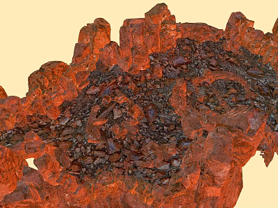 Scenic Red Rock Landscape Featuring Rugged Terrain and Bright Yellow Background 3d model
