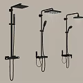 Three Modern Wall Mounted Shower Systems With Handheld Sprayers And Overhead Heads 3d model