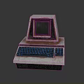 Vintage Retro Computer System With Classic CRT Monitor And Mechanical Keyboard