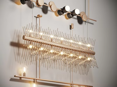 Luxurious Modern Chandelier With Gold Metal Frame And Transparent Illuminated Accents 3d model