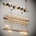 Luxurious Modern Chandelier With Gold Metal Frame And Transparent Illuminated Accents