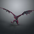 Red and Black Winged Dragon Fantasy 3D Model With Detailed Mythical Features