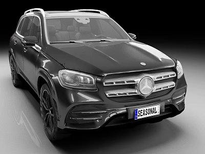 Black Mercedes-Benz SUV Front View With Chrome Grille LED Headlights And License Plate 3d model