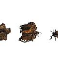 Rusty Abandoned Car Wreck With Damaged Body And Broken Parts