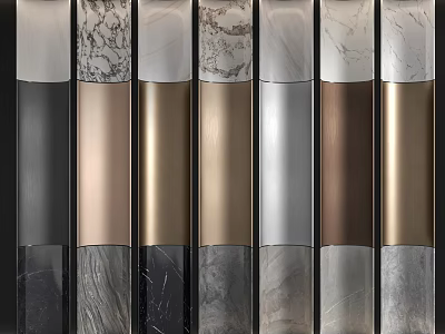 Diverse Textured Wall Panels With Marble Metal And Wood Grain Finishes For Interior Design 3d model