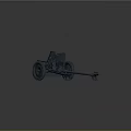 Detailed 3D Model of Wheeled Military Artillery Cannon with Gray Finish