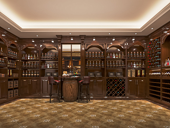 European Style Wine Cellar Wine Tasting Room Wine Cellar Basement Water Bar Area Wine Cabinet Casual Table and Chair Wine Display Cabinet Wine Tasting Leisure Room 3d model