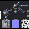 3D Weapon Model with Diffuse Normal Metallic Rendering and Multiple Angles Details