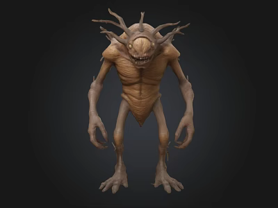 Horrifying Fantasy Creature With Gaunt Body Multiple Tentacles And Sharp Teeth 3d model