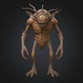 Horrifying Fantasy Creature With Gaunt Body Multiple Tentacles And Sharp Teeth