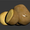 Golden Shiny Potatoes Whole and Sliced on Black Reflective Surface
