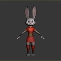 Cartoon Rabbit Character With Long Ears Red Chinese Style Outfit White Paws And Friendly Expression