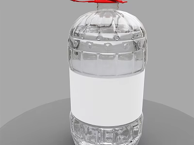 Large Transparent Water Bottle With Red Cap And White Label On Gray Surface 3d model