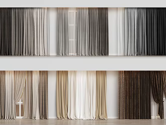 Modern Simple Curtain Fabric Curtain Milk Tea Curtain Grey Curtain Solid Color Curtain 3d model