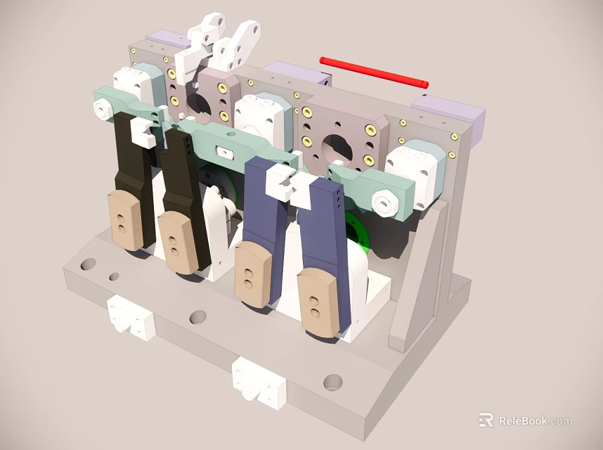 Industrial Electrical Switchgear Components With Multi Pole Design And Control Levers 3d model 