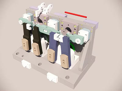 Industrial Electrical Switchgear Components With Multi Pole Design And Control Levers 3d model