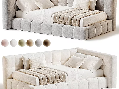 Modern Sofa Bed Design With Comfortable Cushions Blanket and Color Options 3d model