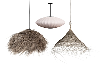 Straw Chandelier Woven Chandelier Lantern Straw Hat Chandelier Bird Nest Chandelier 3d model