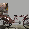 Colorful Decorated Rickshaw With Canopy On Stone Path Near Plants