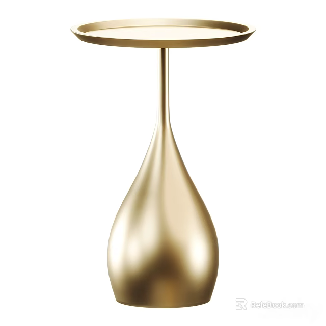 Golden Teardrop Shaped Base Dining Table For Modern Elegant Home Decor 3d model 