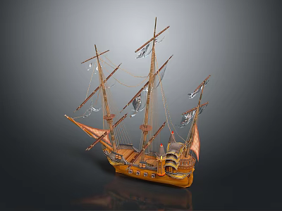 Modern Sailing Cartoon Sailing Small Sailing 3d model