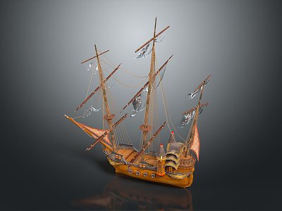 Modern Sailing Cartoon Sailing Small Sailing 3d model