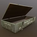 Vintage Metal Trunk Open With Empty Interior And White Text Symbols 3d model